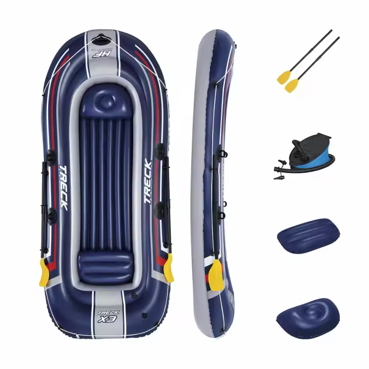 Bestway Barca hinchable Bestway Hydro-Force™ Treck X3 307x 126 x 39 cm con capacidad máxima de 270 kg, incluye 2 remos de 124 cm y bomba de pie - 1