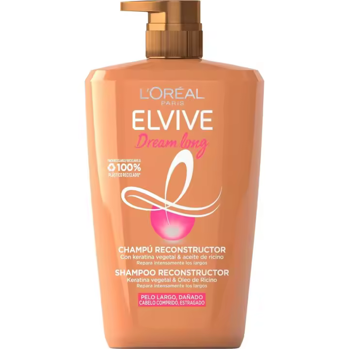 Champú L'Oréal Paris Elvive Dream Long Reconstructor - Solución para Cabello Largo y Dañado de 1L - 1