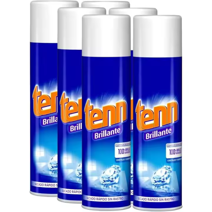 Tenn - Limpia Cristales y Azulejos Avanzado. Pack de 6 x 500ml - Espuma Activa - Fórmula en Espuma para Brillo Duradero y Limpieza Sin Marcas - óptimo para Hogar y Coche - 1