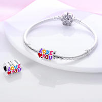 Beadas De Corazón Colorido En Plata Para Joyería De Pulsera Y Collar Con Encanto Para Chicos Y Chicas Accesorios De Moda Irregular - details 82