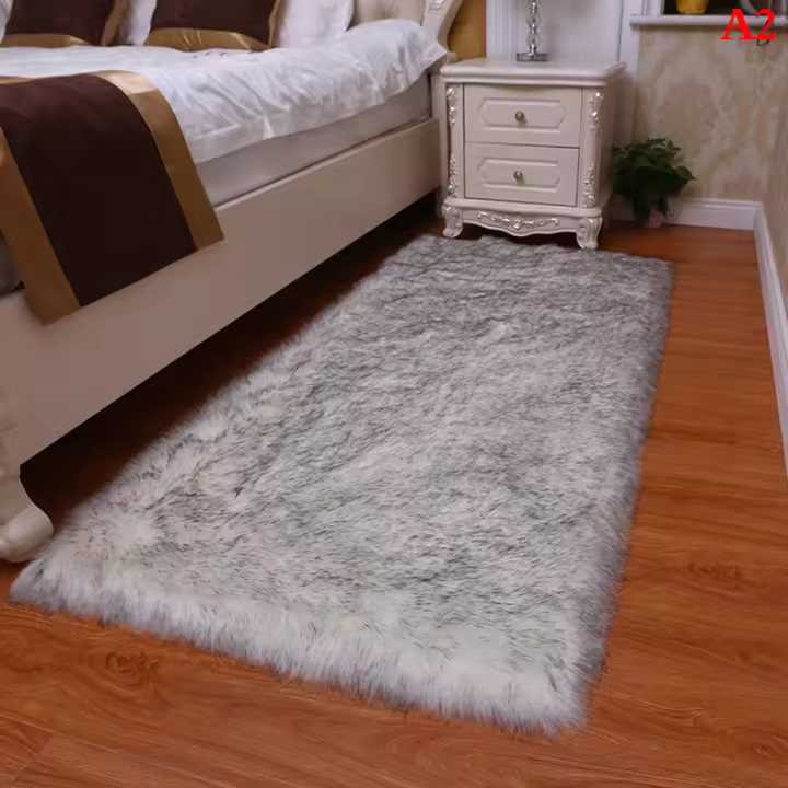 Carpetas De Piel Suave De Oveja Imitación Alfombra De Lado Del Cama Decoración De Dormitorio Cojín De Sofá Rugs Rojo Alfombra De Pelo Para Sala De Estar - 1