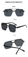 Gafas De Sol Para Hombres Y Mujeres Oversize Retro Double Bridges Polygon Square Metal Fashion Gradient Shades UV400 - details 9