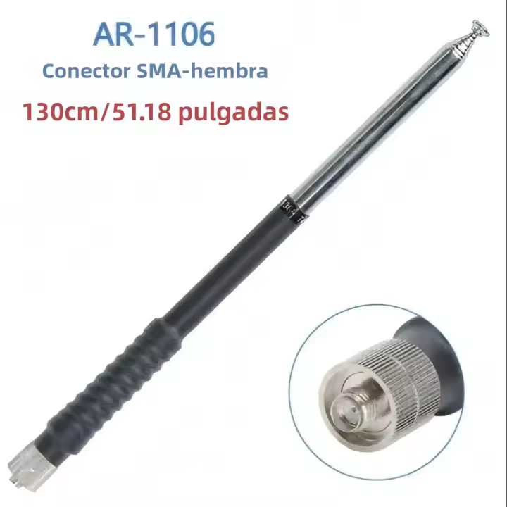 Antena Telescópica VHF Abbree AR-1106 SMA-Femenino/Masculino Para Walkie Talkie Quansheng UV K5(8) K6 Baofeng UV 5RH 21 pro V2 UV-32 UV-98 - 1