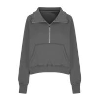 Nueva Sudadera De Mujer Con Capucha Cuello Erguido Otoño Invierno Color Sólido Fleece Manga Larga Bolsillos Cierre Media Pullover Suave - details 45