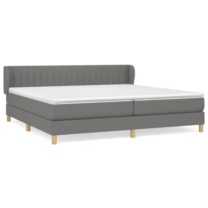 vidaXL Cama box spring con colchón tela gris oscuro 200x200 cm - 1
