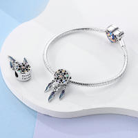 Encanto De Mariposa Plateado En Plata Con Circonia Bola Redonda Colgante Para Pulsera O Collar DIY Joyería De Moda Irregular - details 188