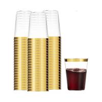 10pcs Copas De Postre Doradas De Plástico 12oz Copas Desechables Transparentes Para Bebida Cumpleaños Boda Suplido - details 2