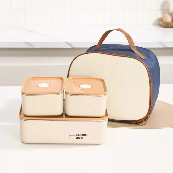 Contenedor De Alimentos De Acero Inoxidable Con Capas Doble Para Mantener Fresco Y Aislado Tres Tamaños Diferentes Para Viajes Y Picnics - 1