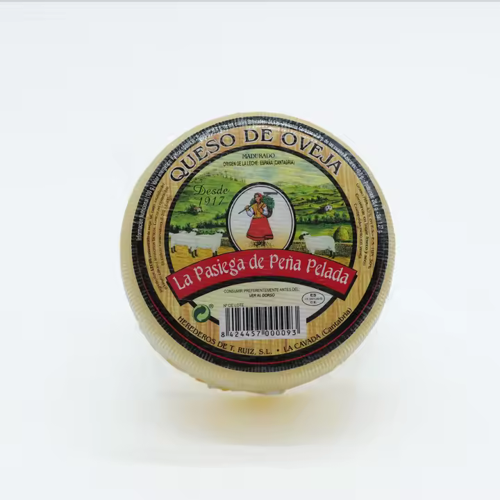 LA PASIEGA DE PEÑA PELADA Queso de Oveja Artesano (1 o 2 Quesos Redondos Baby de 450 gr aprox) - Leche Cruda de Oveja - Sabor Intenso con Toque Picante - Calidad Premium de Cantabria - 1