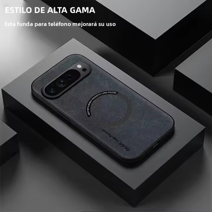 Funda De Teléfono Retro Textura De Cuero PU Magnética Para Google Pixel 10 9 a pro XL 5G TPU Suave Antichoque Con Lámina De Carga Magnética - 1