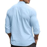Camisa De Hombre Para Primavera Y Verano Algodón Y Lino Estilo Slim Casual Hawaii Color Sólido Transpirable Tops Versátiles - details 18