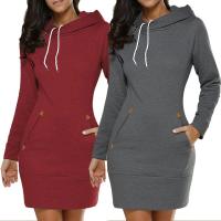 Vestido De Mujer De Pieza Con Bolsillos Y Capucha Largo Cintura Suave Manga Larga Cierre De Cremallera En El Lado Estilo Casual Deportivo Para Otoño - details 1