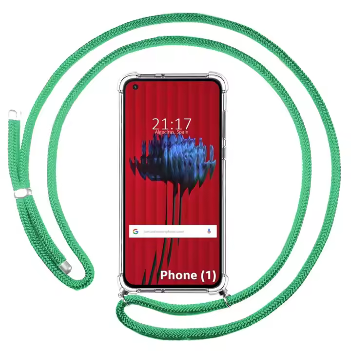Funda Colgante Transparente para Nothing Phone 1 con Cordon Verde Agua - 1