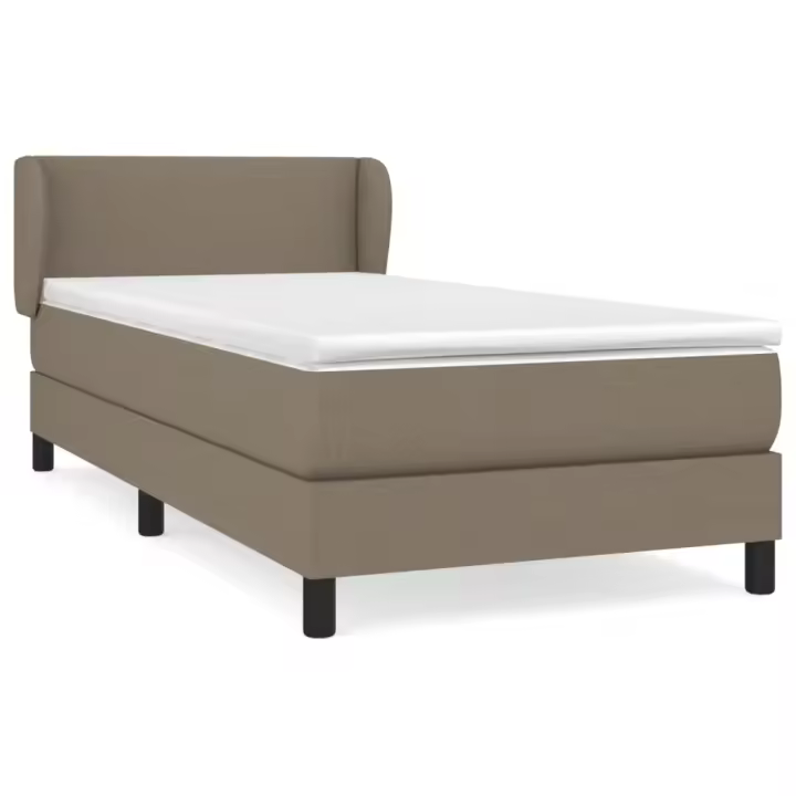 vidaXL Cama box spring con colchón tela gris taupe 80x200 cm - 1