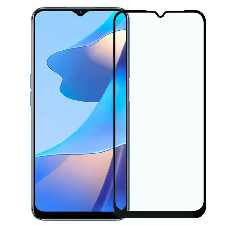 Ociodual Protector de Pantalla Cristal Templado Negro para Oppo A16, Vidrio Premium con Borde Redondo Antigolpes 9D 9H 0.3mm - 1