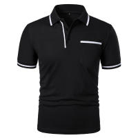Camisa Polo Para Hombre De Manga Corta Color Sólido Casual Verano Transpirable Suelta Con Bolsillos Top Basic Splice Trendy - details 13
