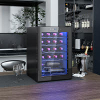 HOMCOM Vinoteca 20 Botellas, Nevera para Vinos con Compresor, Puerta de Doble Cristal Anti-UV, Temperatura 5-18°C, Pantalla Táctil, 4 Estantes Regulables, Luz LED Interior, Silenciosa 39DB, Negro - details 1