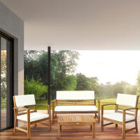 Conjunto jardín en madera de acacia con mesa, banco y 2 sillones Aktive Garden - details 4