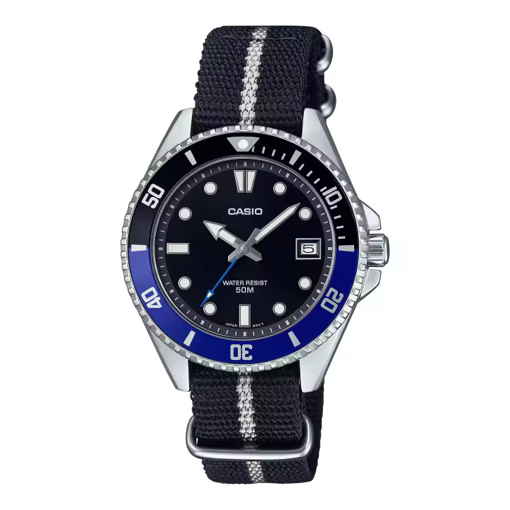 Casio Reloj Hombre Analogico Cuarzo con Correa de Tela MDV-10C-1A2VEF - 1