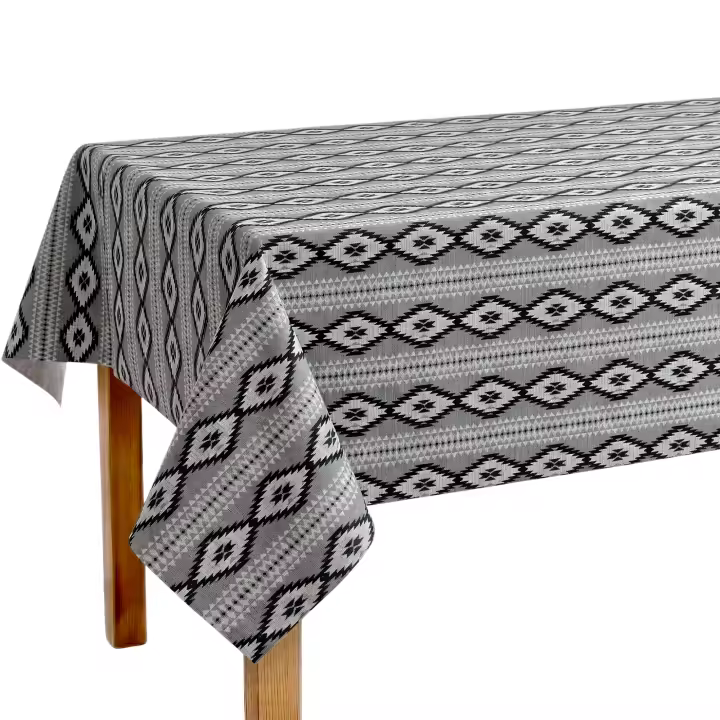 Mantel Rectangular de Tela Resinada con Estampado Geométrico, Fácil Limpieza, Protector de Mesa para Comedor Cocina - 1