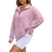 Nueva Sudadera De Mujer Con Capucha Cuello Erguido Otoño Invierno Color Sólido Fleece Manga Larga Bolsillos Cierre Media Pullover Suave - details 91