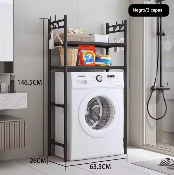 Envío rápido-Estante de almacenamiento para inodoro de pie, estantes de almacenamiento para lavadora doméstica de gran capacidad, estantes multicapa multifuncionales, estantería metal multiuso sobre la lavadora, aprovecho de espacio, organización de hogar - 1