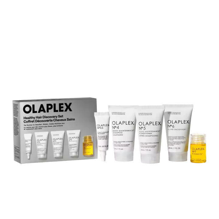 Olaplex The Healthy Hair Discovery Set, Kit Completo de Tratamiento Capilar Olaplex Nº.3, Nº.4, Nº.5 y Nº.0.5 en Tamaño Mini para Cabello Fuerte, Hidratado y Sin Roturas - 1