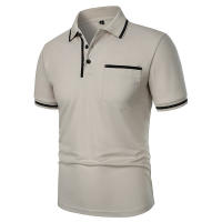 Camisa Polo Para Hombre De Manga Corta Color Sólido Casual Verano Transpirable Suelta Con Bolsillos Top Basic Splice Trendy - details 5