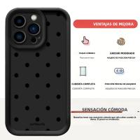 Funda De Teléfono Negra Con Patrón De Puntos Para iPhone 17 16 pro Max 16E 15 14 13 12 11 XS X XR 6 7 8 plus Material TPU Suave Y Antigolpes - details 0