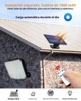 Lámpara Solar Exterior Con Sensor De Movimiento Y Control Remoto 118LED Luz De Pared Para Jardín Y Calle Decoración De Emergencia IP65 - details 4