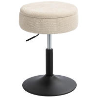 HOMCOM Taburete de Bar con Almacenaje, Altura Ajustable, Taburete de Cocina Redondo, Giratorio, Tapizado en Chenilla, Base de Acero, Diseño Botones, Acolchado, para Salón, Comedor, Oficina, Gris - details 0