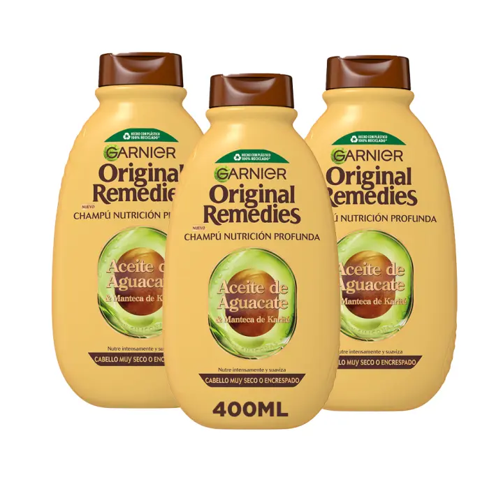 Garnier | Original Remedies Rutina de Aceite de Aguacate y Manteca de Karité Champú, Aceite en crema, mascarilla y Acondicionador de Nutrición Profunda para pelo muy seco o encrespado - 1