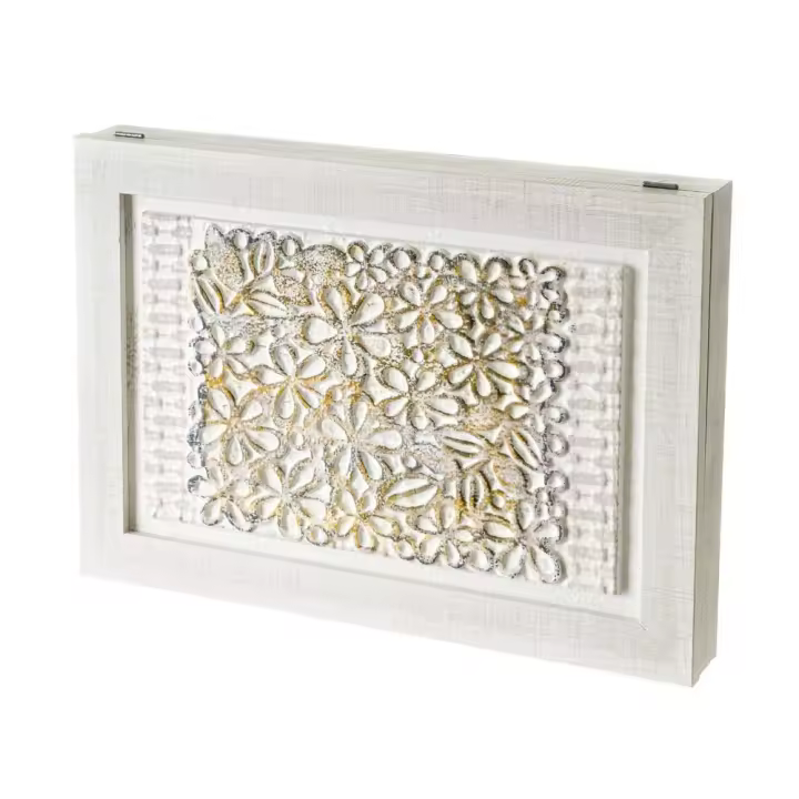 Tapa contador luz o cuadro eléctrico de flores pintado a mano sobre lienzo blanco de 50x6x35 cm LOLAhome - 1