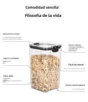 Juego De 5 Jars De Almacenamiento De Alimentos Sellados En Plástico Transparente Organizador De Cocina Multigrano Piletas Pilaables Resistentes a La Humedad Y La Humedad Para Granos Secos - details 3