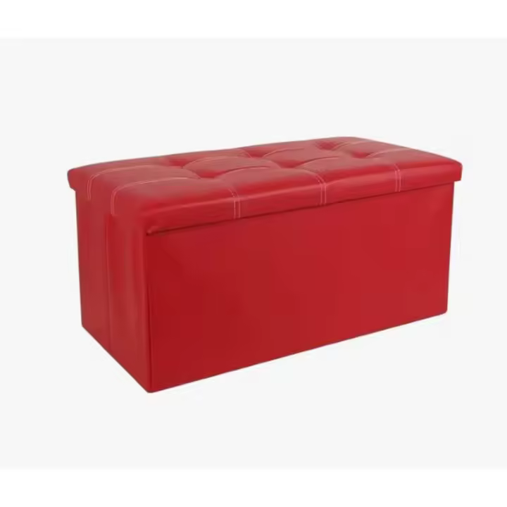 Reposiegos de almacenamiento, cajas plegables, reposabebés, banco cubo, capacidad de carga de hasta 300 kg, aptos para salón, dormitorio, entrada. Reposapiés de almacenamiento, reposapiés del asiento, material de cuero simulado, espacio amplio - 1