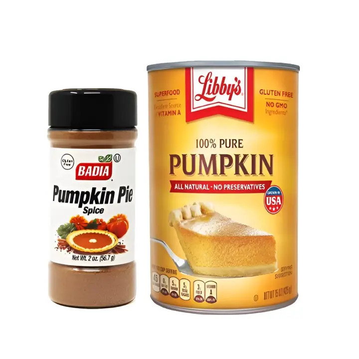 Combo Badia Pumpkin Pie Spice 56.7gr/ 2oz-Libby’s Pumpkin Pure calabaza 425g - Ideal para Pumpkin Pie - Celebra Thanksgiving, halloween y Christmas - 1