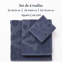 Set 6 de toallas de baño calavera (2x tocador 30x50cm + 2x manos 50x90cm + 2x baño 70x140cm) 100%algodón varios colores Scalpers Home - details 34