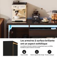 Aparador negro alto brillo con 4 puertas y 2 cajones, mueble de almacenaje moderno con iluminación LED y diseño minimalista elegante - details 0
