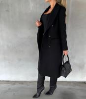 Nueva Chaqueta De Moda Para Mujer 2025 Otoño Invierno Cuello En V Largo Con Bolsillos Doble Botón Estilo Casual Largo (26+ Pulgadas) - details 12