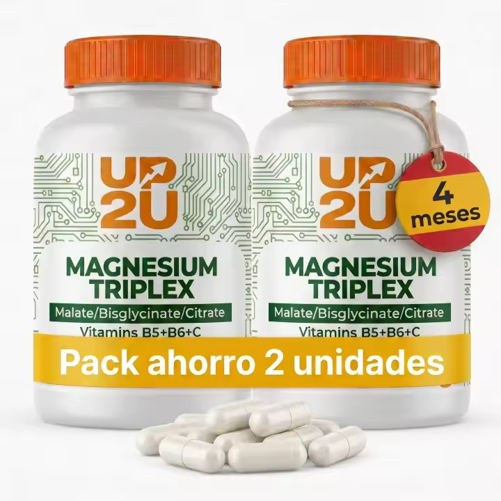 Pack 2x Magnesio Complex con Malato, Bisglicinato y Citrato, Vitaminas B5, B6 y C, UP2U Nutrition, 360 Cápsulas, 4 Meses de Suministro - 1