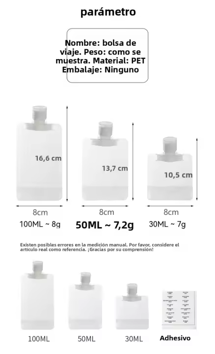 5pcs Botellas De Cosméticos Desechables Portátiles Para Viaje Loción Lavado De Cuerpo Shampoo Y Limpieza Facial Sellaje a Prueba De Fugas - 1