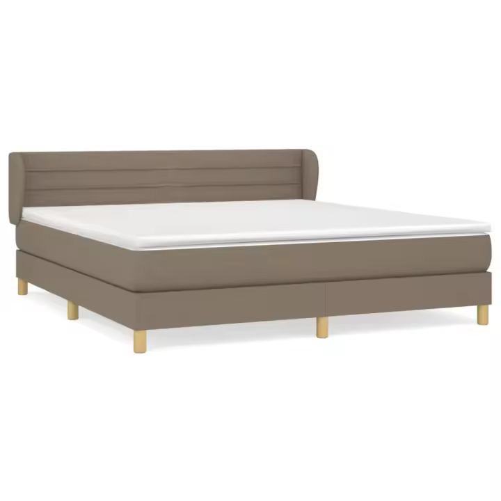vidaXL Cama box spring con colchón tela gris taupe 160x200 cm - 1