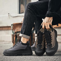 Zapatos De Trabajo Casual Invierno Para Hombre Botas De Cuero Con Pelo Cómodas Antideslizantes Altas Transpirables Con Plush - details 1