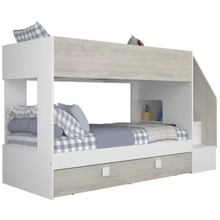 MOBELCENTER - Litera Con Cama Nido Reversible Easy Blanco y Cascina, escalera segura, reversible, 242x97x150cm(1602) - 1