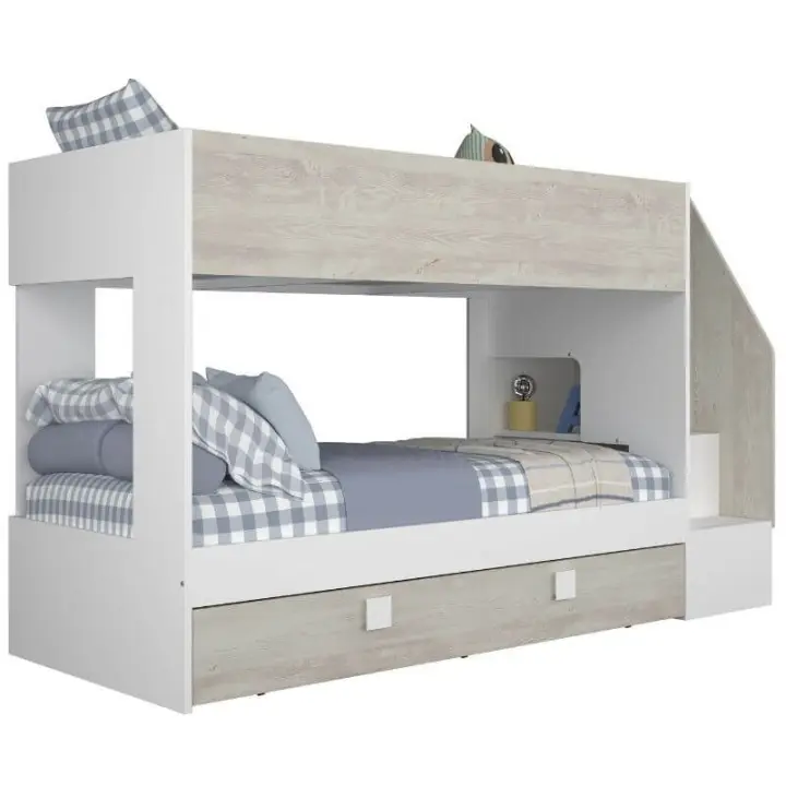 MOBELCENTER - Litera Con Cama Nido Reversible Easy Blanco y Cascina, escalera segura, reversible, 242x97x150cm(1602) - 1