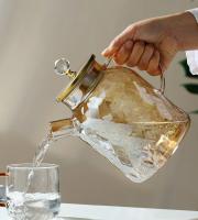 Justinlau Tetera De Vidrio De Boro Sílice Alta 1/1.8L Con Tapa Y Filtro Resistente Al Calor Para Agua Fría Hervidor De Té Ambar Para Flor De Té - details 6