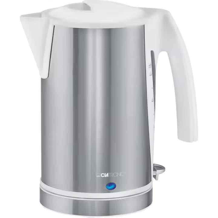 Clatronic WKS 3288 Hervidor Agua Eléctrico, 1,7L, Resistencia Oculta, Acero Inox., Inalámbrico, Apagado Automático, 2200W, Blanco - 1