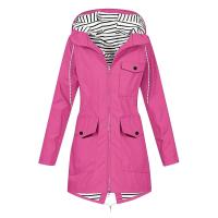Chaqueta De Lluvia Para Mujer En Color Sólido Casual Impermeable Con Capucha Abrigo De Montañismo a Prueba De Viento De Polyester Y Spandex Cierre De Cremallera Estilo Regular Longitud Larga - details 15
