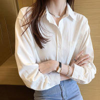 Blusa Blanca Para Mujer Xpqbb 2024 Manga Larga Cuello En V Casual Suéter De Solapa Blanca Abrigo De Verano De Primavera Otoño - details 5