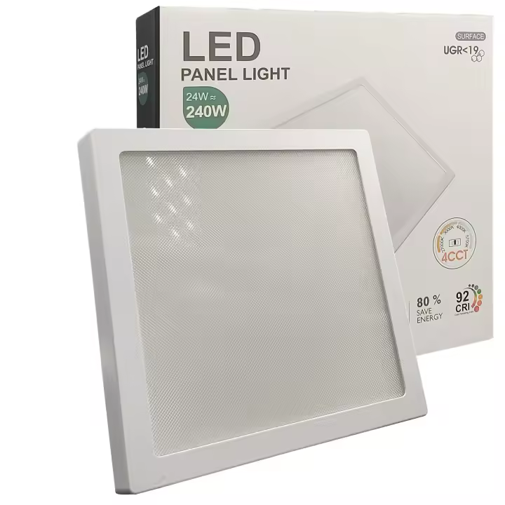 FactorLED - Plafón Led Cuadrado, Superficie Techo, Antideslumbramiento, Luz Seleccionable 4CCT 2700K-3000K-4000K-5700K - 1